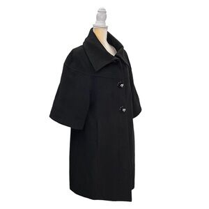 Express Wool/Silk Blend Winter Coat Size Medium Black 3/4 Length 1/2 Sleeve Mod